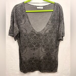 Zara Charcoal Patterned Short Sleeve Top